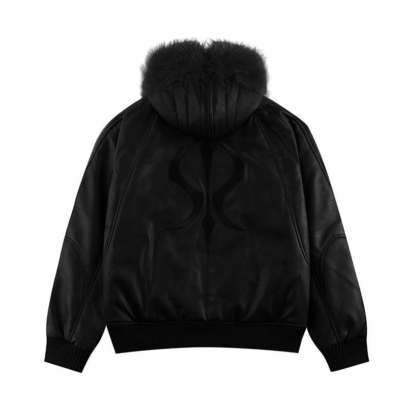 FAUX FUR HOODED BOMBER JACKET -2.COLOR-