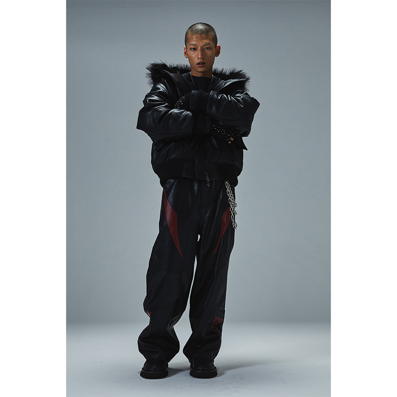 FAUX FUR HOODED BOMBER JACKET -2.COLOR-