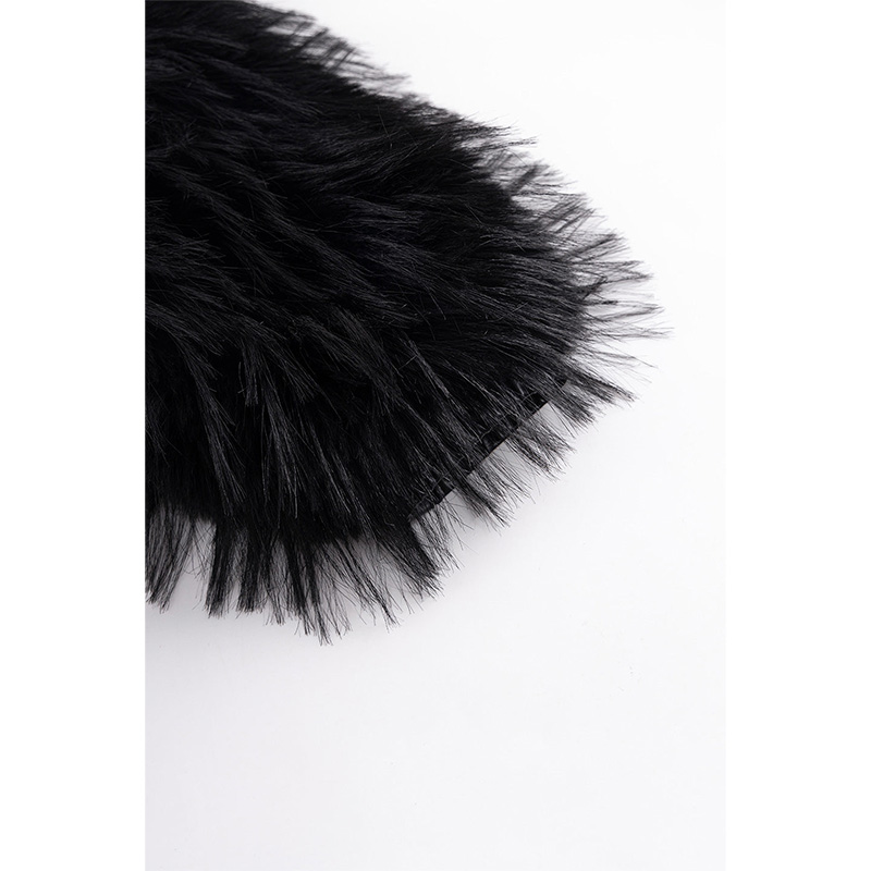 FULL-ZIP FAUX FUR JACKET -BLACK-