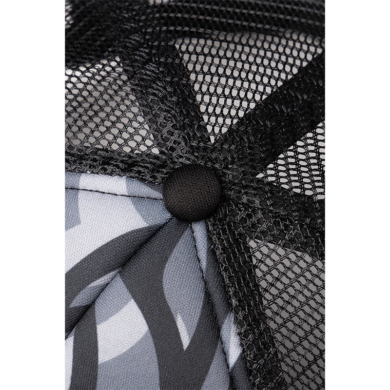 TRIBAL CAMO CROSS LEATHER PATCH MESH CAP -BLACK-