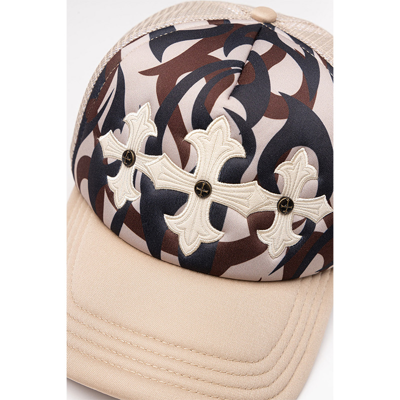 TRIBAL CAMO CROSS LEATHER PATCH MESH CAP -2.COLOR-