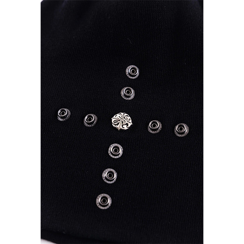 CROSS STUDS LONG BEANIE -BLACK-