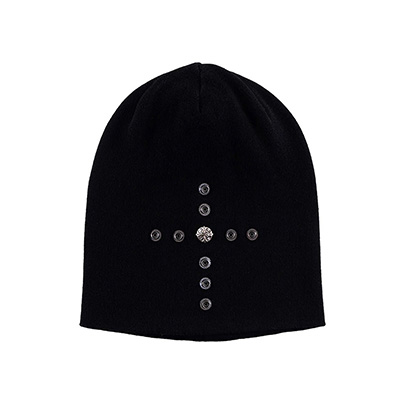 CROSS STUDS LONG BEANIE -BLACK-