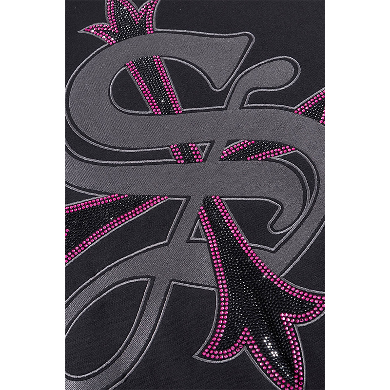 OUTLINE CROSS ZIP HOODIE -BLACK-