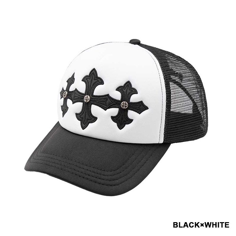 CROSS LEATHER PATCH MESH CAP -2.COLOR-