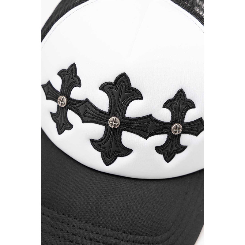 CROSS LEATHER PATCH MESH CAP -2.COLOR-