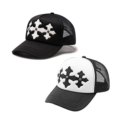 CROSS LEATHER PATCH MESH CAP -2.COLOR-