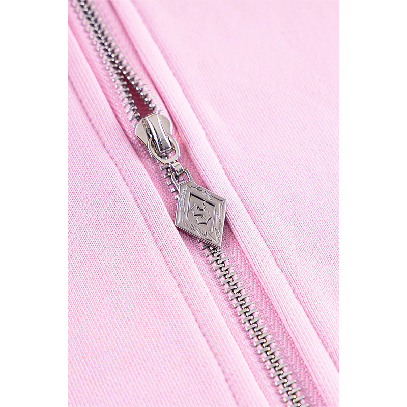 FAUX FUR CROSS ZIP HOODIE -PINK-