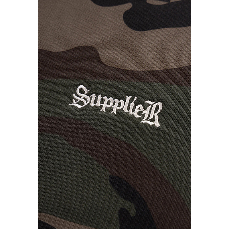 CAMOUFLAGE CROSS LEATHER PATCH ZIP HOODIE -2.COLOR-