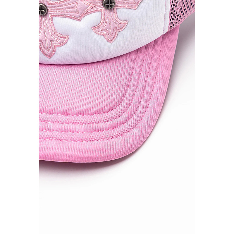 CROSS LEATHER PATCH MESH CAP -PINK-