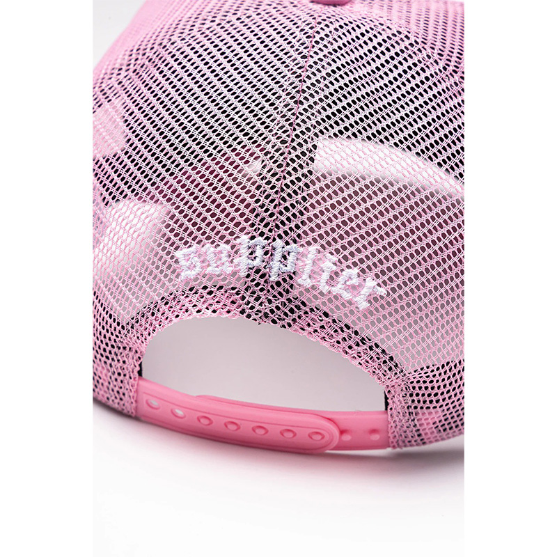 CROSS LEATHER PATCH MESH CAP -PINK-