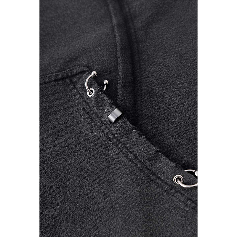 SWITCHING PIERCED ZIP HOODIE -2.COLOR-