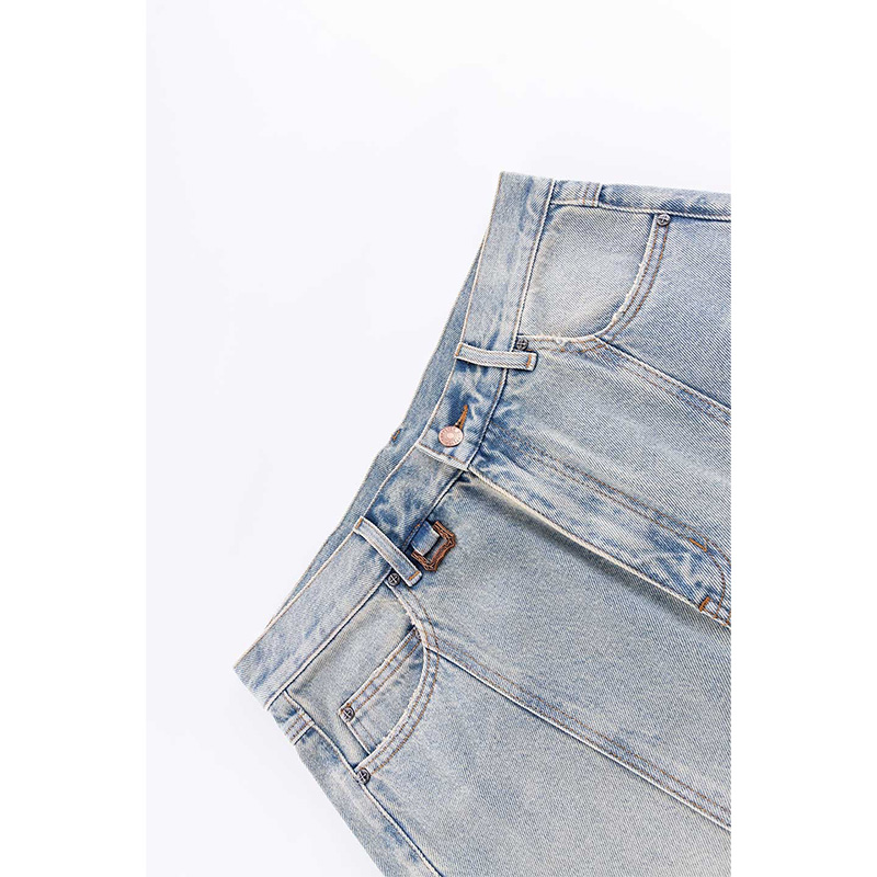 CROSS LEATHER PATCH BAGGY DENIM PANTS -2.COLOR-