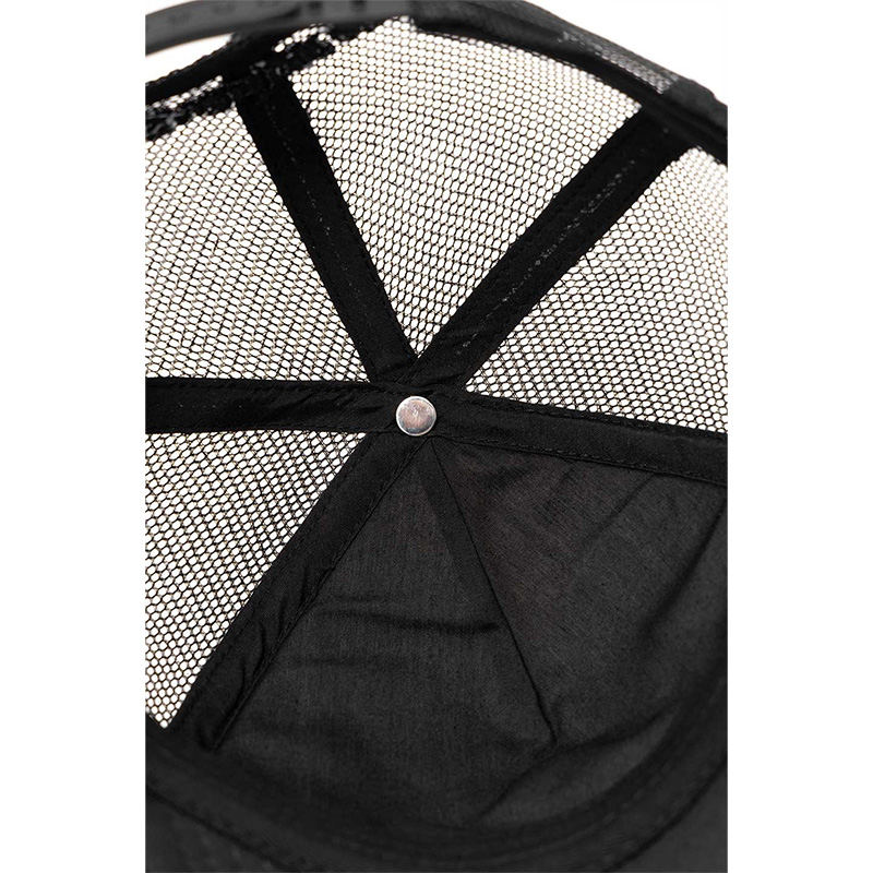 CROSS LEATHER PATCH MESH CAP -BLACK-