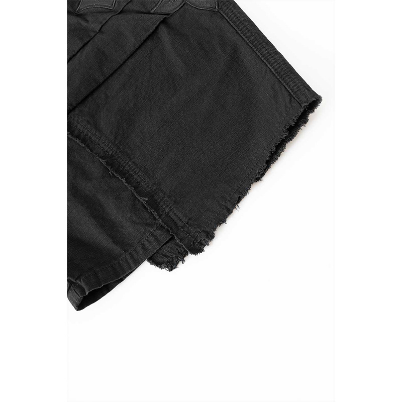 CROSS LEATHER PATCH BAGGY SHORTS -2.COLOR-