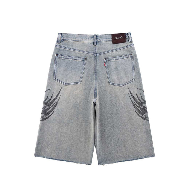 TRIBAL RHINESTONE DENIM SHORTS -2.COLOR-