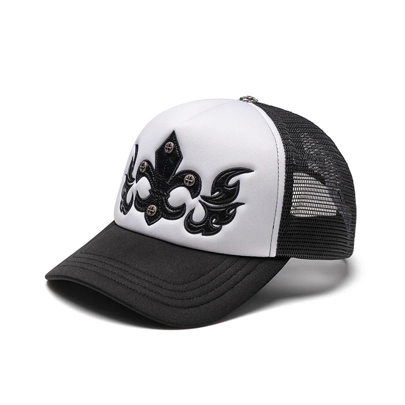 FLEUR LEATHER PATCH MESH CAP -BLACK-