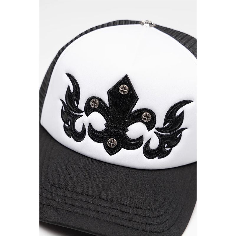 FLEUR LEATHER PATCH MESH CAP -BLACK-