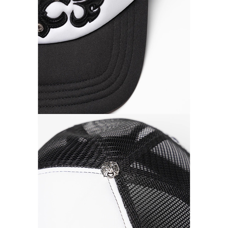 FLEUR LEATHER PATCH MESH CAP -BLACK-