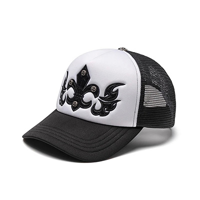 FLEUR LEATHER PATCH MESH CAP -BLACK-