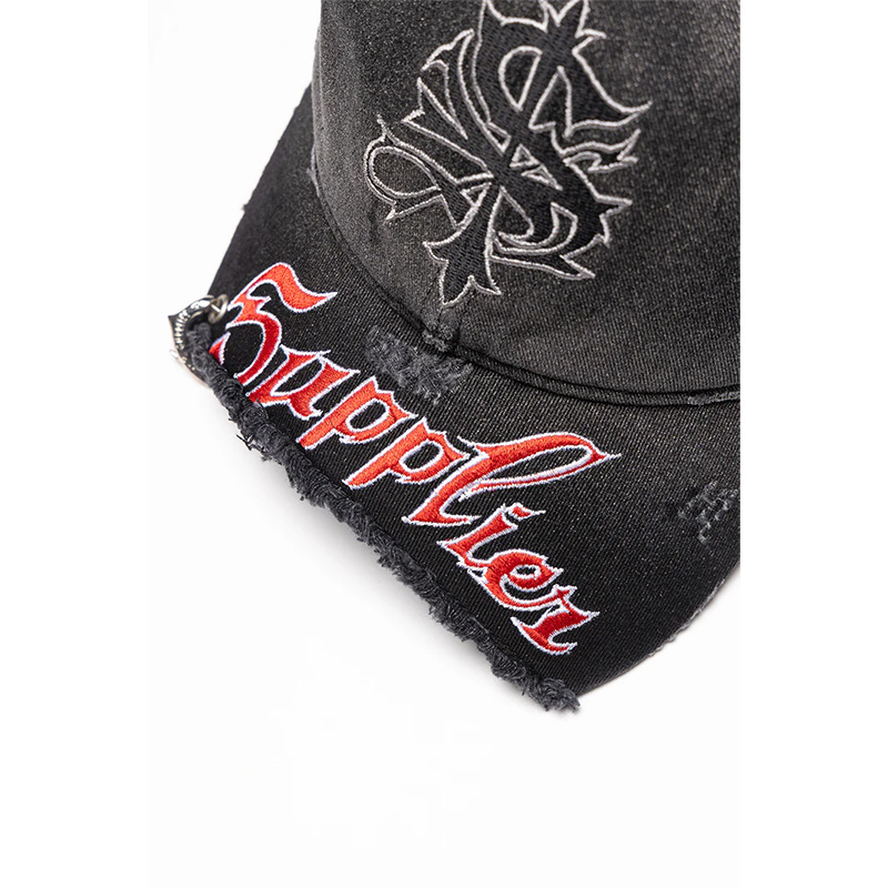 RIPPED BRIM 6 PANEL -BLACK-