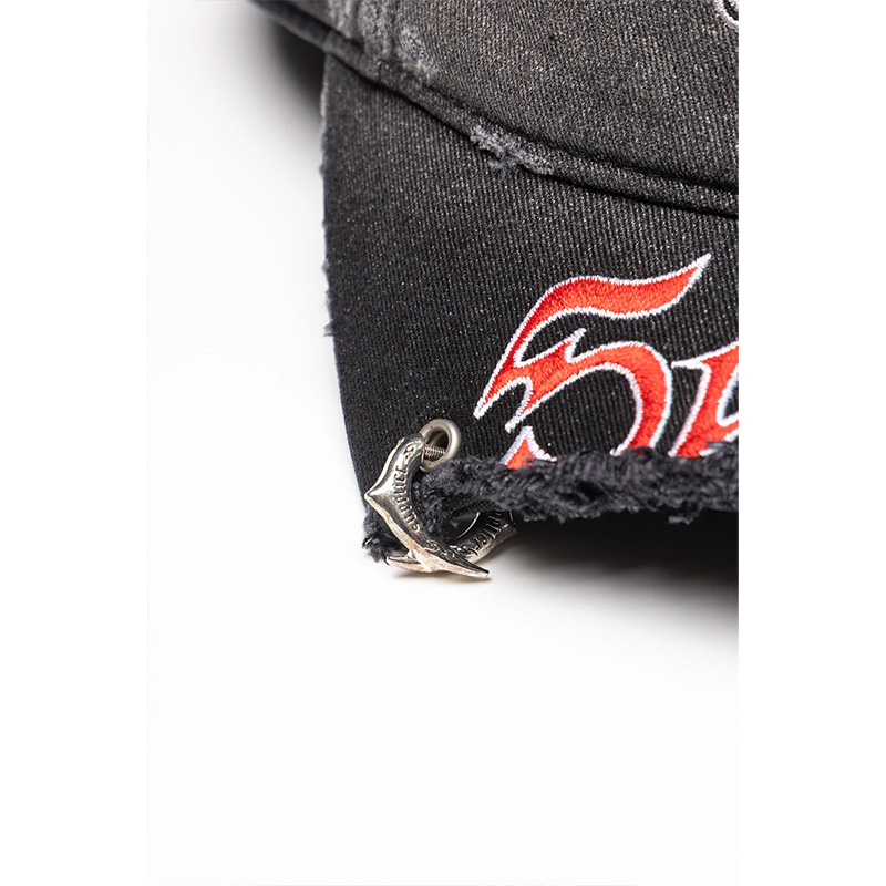 RIPPED BRIM 6 PANEL -BLACK-