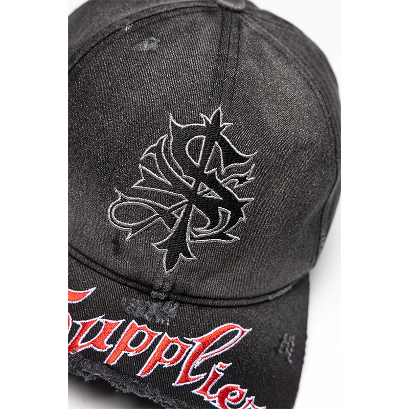 RIPPED BRIM 6 PANEL -BLACK-