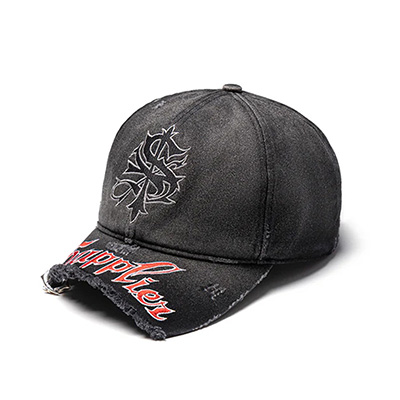 RIPPED BRIM 6 PANEL -BLACK-
