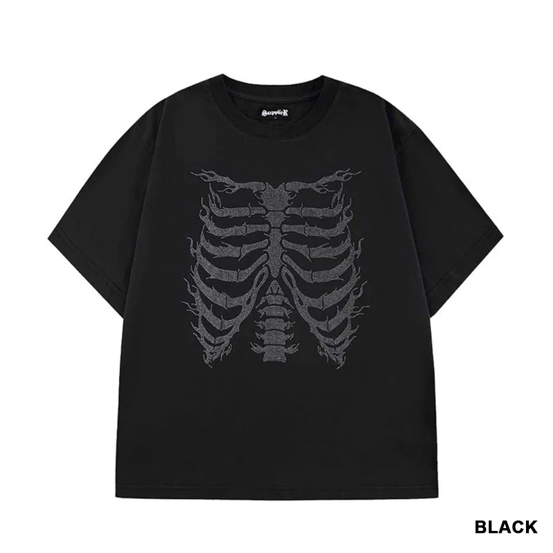 RHINESTONE FIRE BONE TEE -2.COLOR-