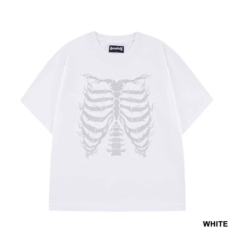 RHINESTONE FIRE BONE TEE -2.COLOR-