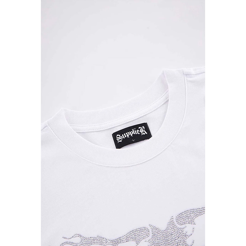 RHINESTONE FIRE BONE TEE -2.COLOR-