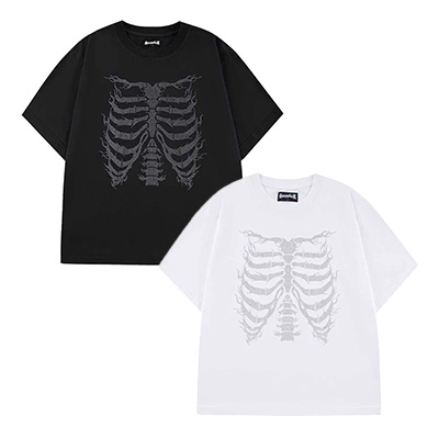 RHINESTONE FIRE BONE TEE -2.COLOR-