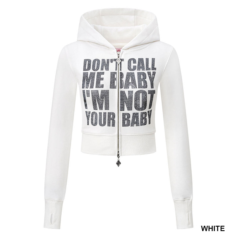 NOT YOUR BABY CROPPED ZIP HOODIE -3.COLOR-