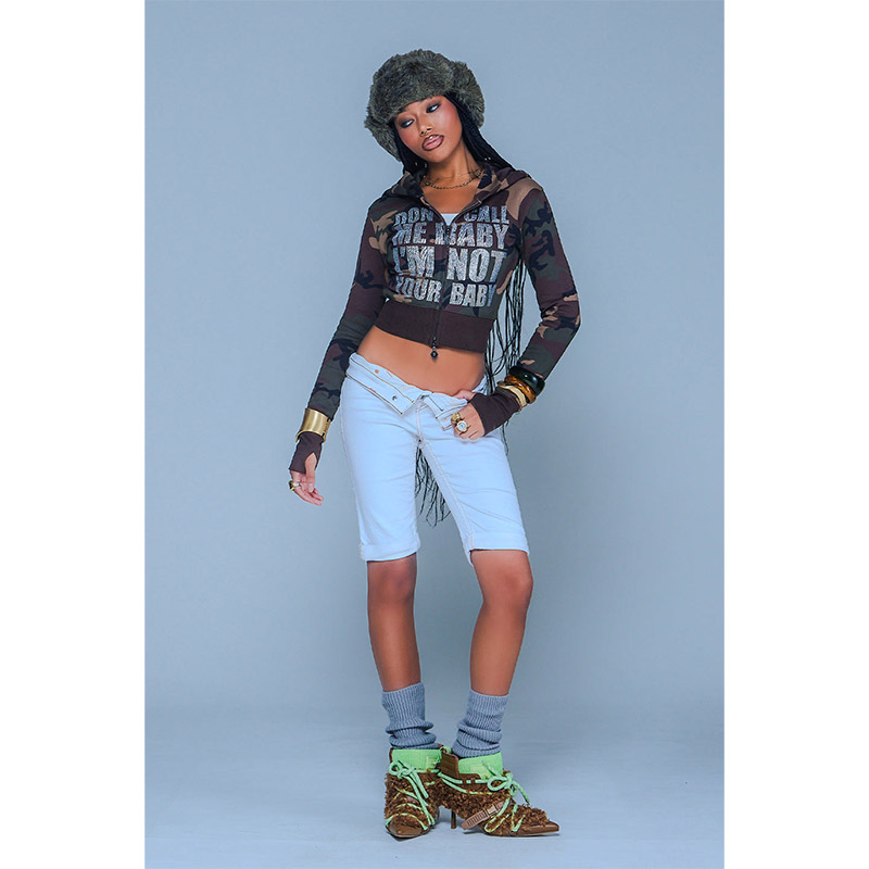 NOT YOUR BABY CROPPED ZIP HOODIE -3.COLOR-