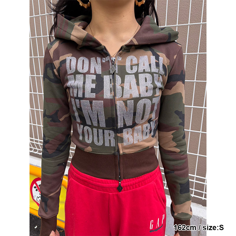 NOT YOUR BABY CROPPED ZIP HOODIE -3.COLOR-