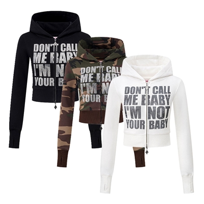 NOT YOUR BABY CROPPED ZIP HOODIE -3.COLOR-