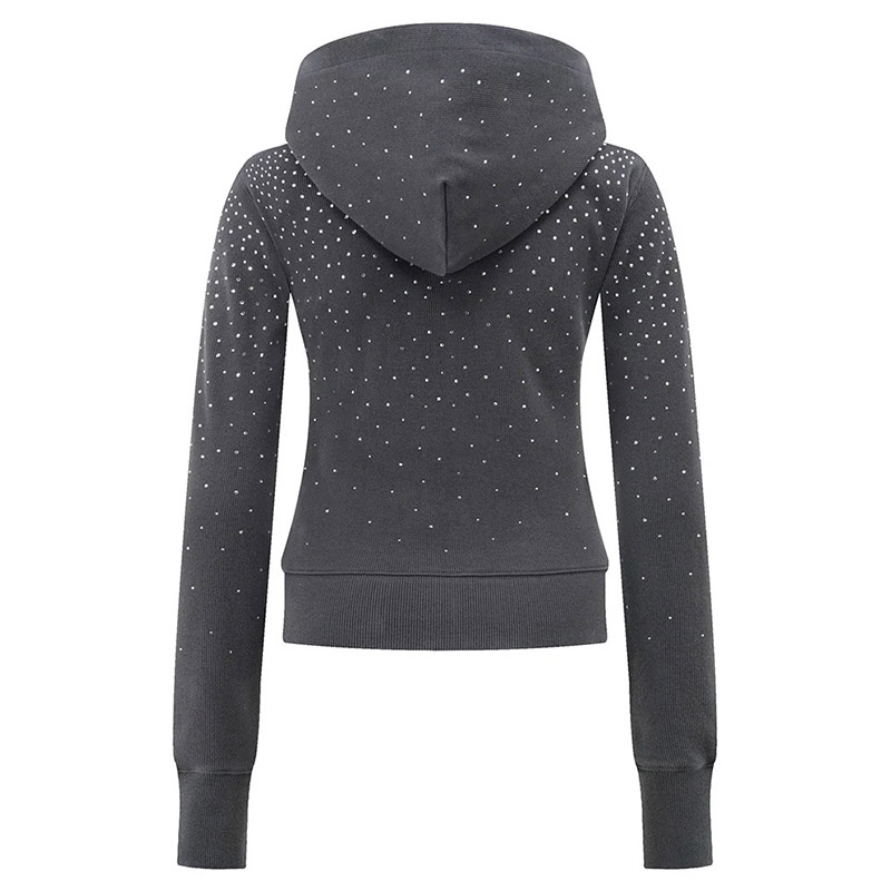 SPARKLE RHINESTONE ZIP HOODIE -2.COLOR-
