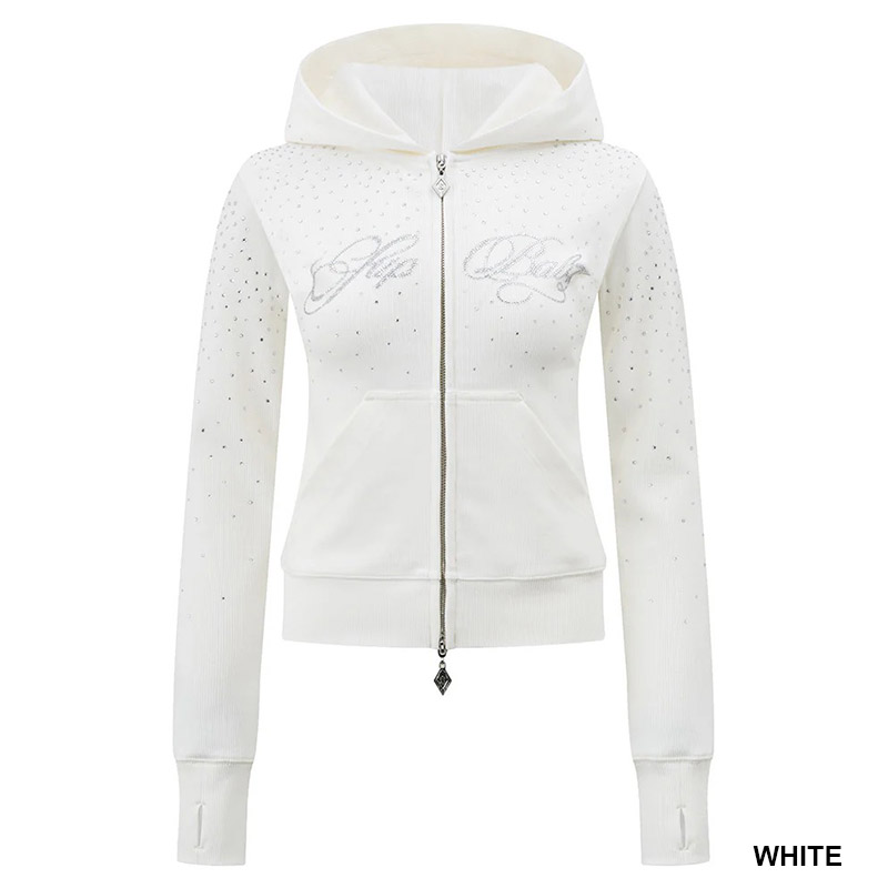 SPARKLE RHINESTONE ZIP HOODIE -2.COLOR-
