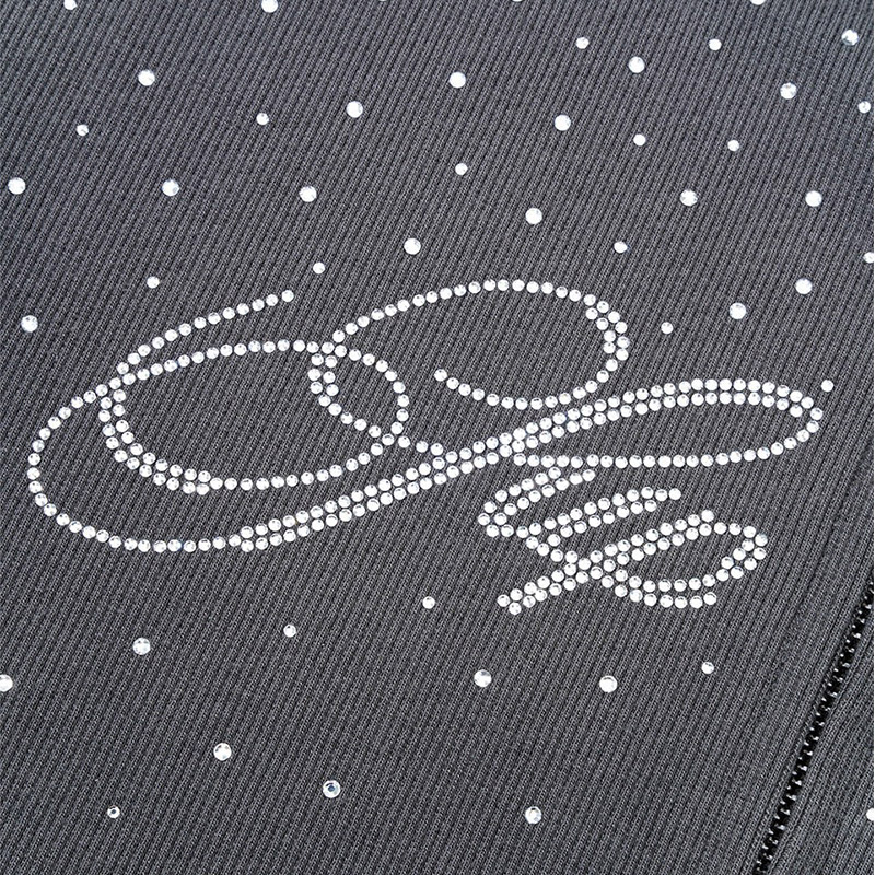 SPARKLE RHINESTONE ZIP HOODIE -2.COLOR-