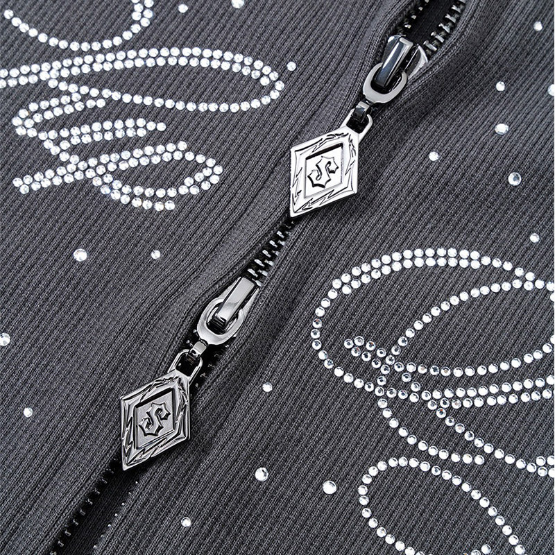 SPARKLE RHINESTONE ZIP HOODIE -2.COLOR-