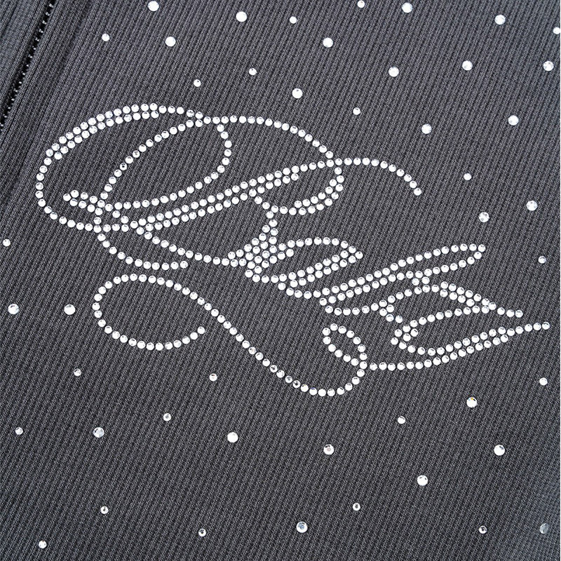 SPARKLE RHINESTONE ZIP HOODIE -2.COLOR-