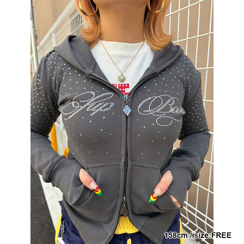 SPARKLE RHINESTONE ZIP HOODIE -2.COLOR-