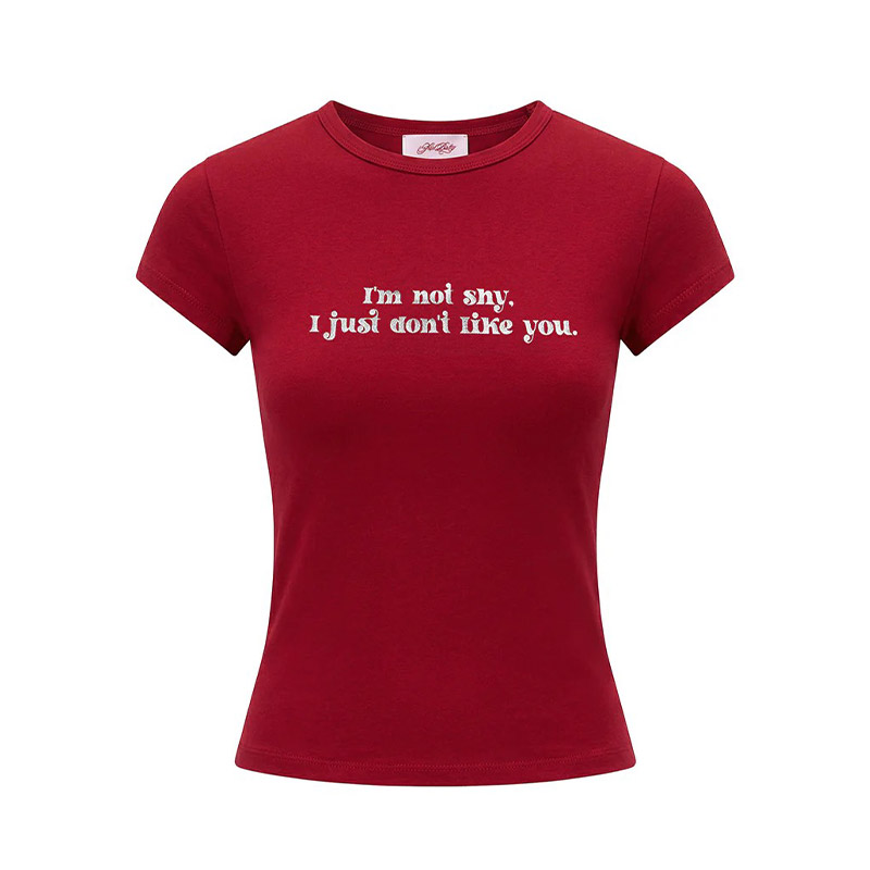 IM NOT SHY GLITTER TEE -RED-