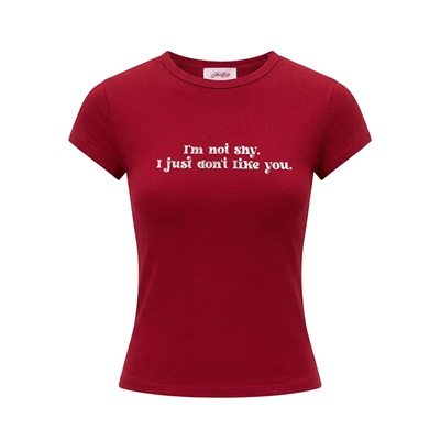 IM NOT SHY GLITTER TEE -RED-