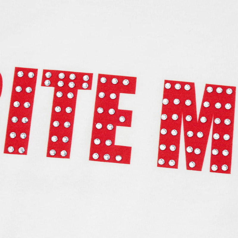 BITE ME RHINESTONE CROPPED TEE -WHITE-