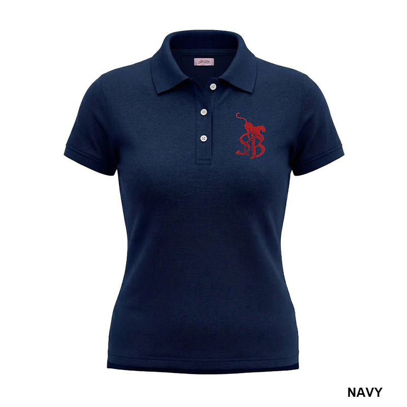 RHINESTONE LEOPARD LOGO POLO SHIRT -2.COLOR-