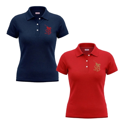 RHINESTONE LEOPARD LOGO POLO SHIRT -2.COLOR-