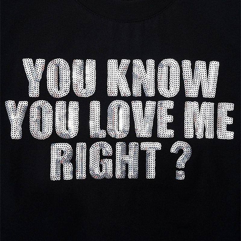 YOU KNOW YOU LOVE ME CROPPED TEE -BLACK-