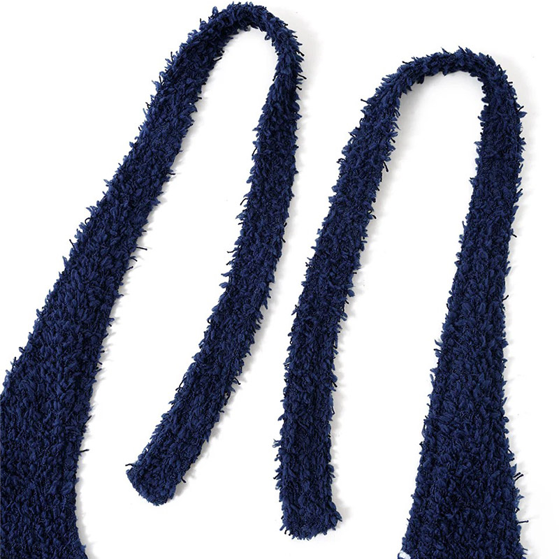 EYELASH KNIT HALTERNECK TANK & SHORTS -NAVY-