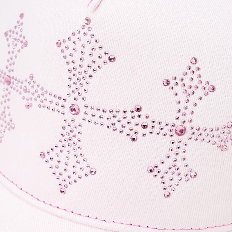 SHINY CROSS RHINESTONE MESH CAP -PINK-